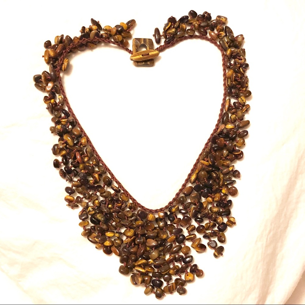 Host pick 🎉🎉 Tiger’s Eye Cascade Bib Knotted Necklace 19” - Picture 6 of 12